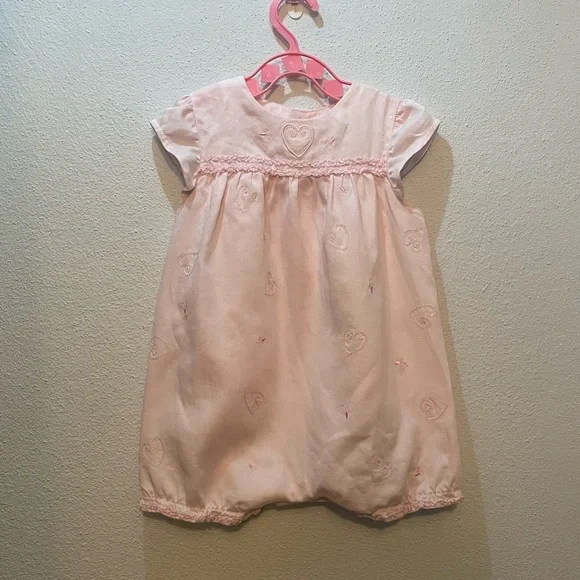 Minibasix Baby Girls 9M Pink One Piece/Romper Heart Details, Softest Cotton - Picture 6 of 7